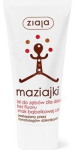 ZIAJA MAZIAJKA żel bez fluoru 50ml - żel do zębów o smaku bąbelkowej coli dla dzieci powyżej 2 roku życia