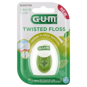GUM Nić dentystyczna TWISTED FLOSS woskowana z miętą 30m 3500