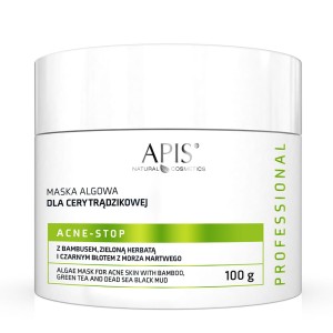 APIS ACNE-STOP / Home terApis Maska algowa dla cery trądzikowej z bambusem, zieloną herbatą i czarnym błotem z Morza Martwego 100g