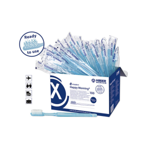 MIRADENT HappyMorning Classic 100szt. jednorazowa szczoteczka nasączona pastą o smaku świeżej mięty