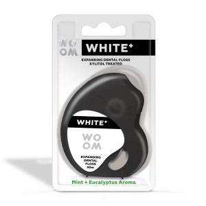 WOOM+ nić dentystyczna White+ 30m - nić rozszerzająca się z węglem