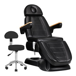 Fotel kosmetyczny elektryczny Sillon Lux 273b 3 silniki z taboretem 304 czarny