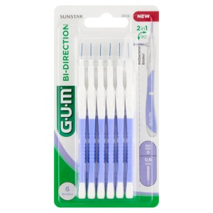 GUM czyściki międzyzębowe Bi-Direction ISO0 0,6mm 2014 - wrzosowe pakowane po 6szt.