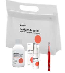 Aseptall Zestaw pozabiegowy EXPERT – płyn 250ml, spray 30ml, szczoteczka TEPE Special Care, kosmetyczka
