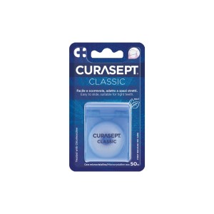 CURASEPT FLOSS STOMATOLOGICZNA NIĆ WOSKOWANA 50M (NIEBIESKA)