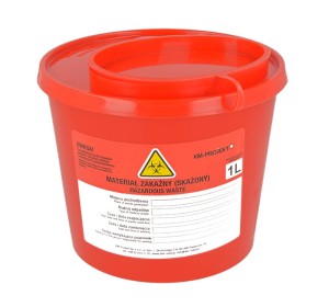 Pojemnik na ostre odpady medyczne, jednorazowy, pojemność 1,0 L.